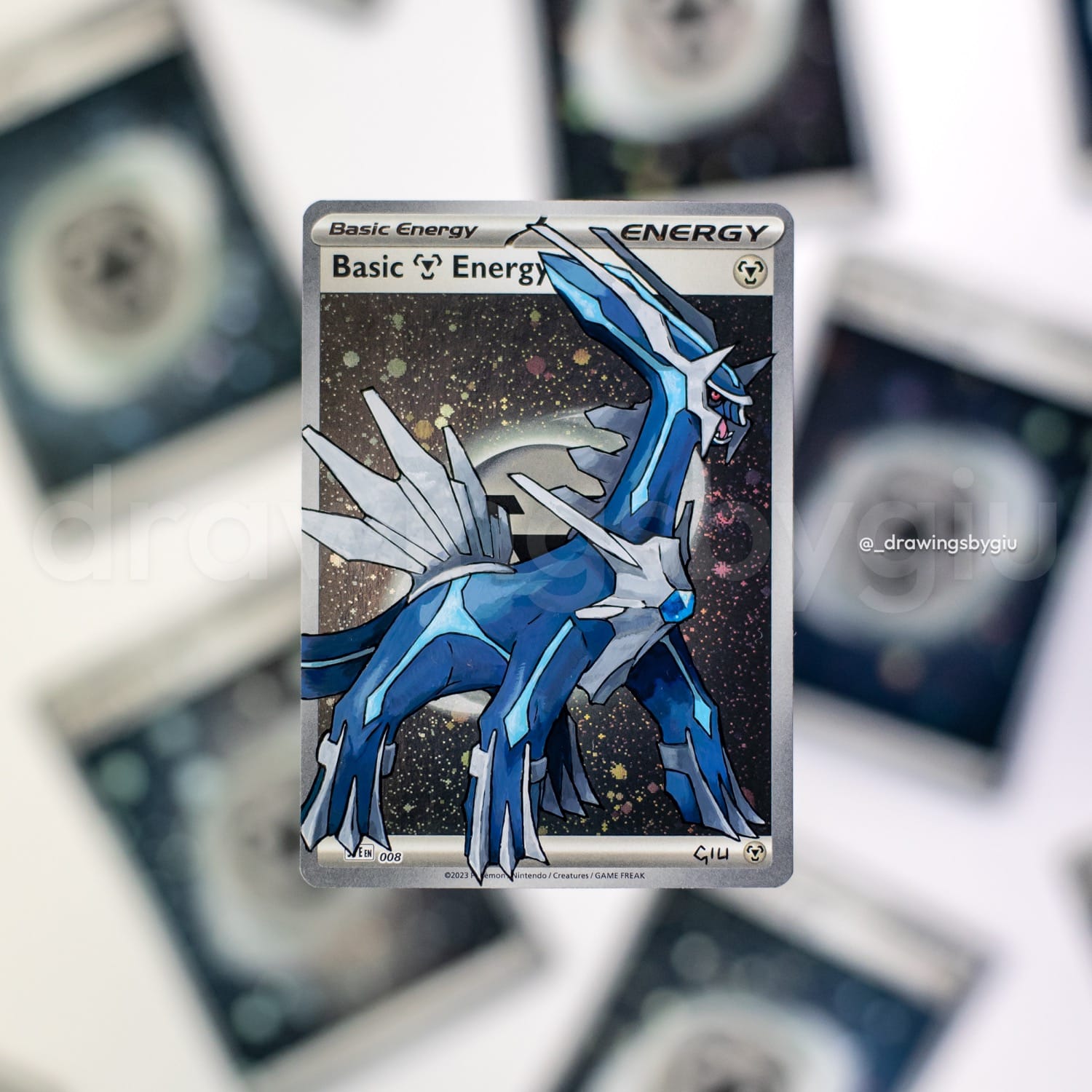 Hand-painted Dialga – Pokemon Diamond on Pokémon card by Giu Magnani.