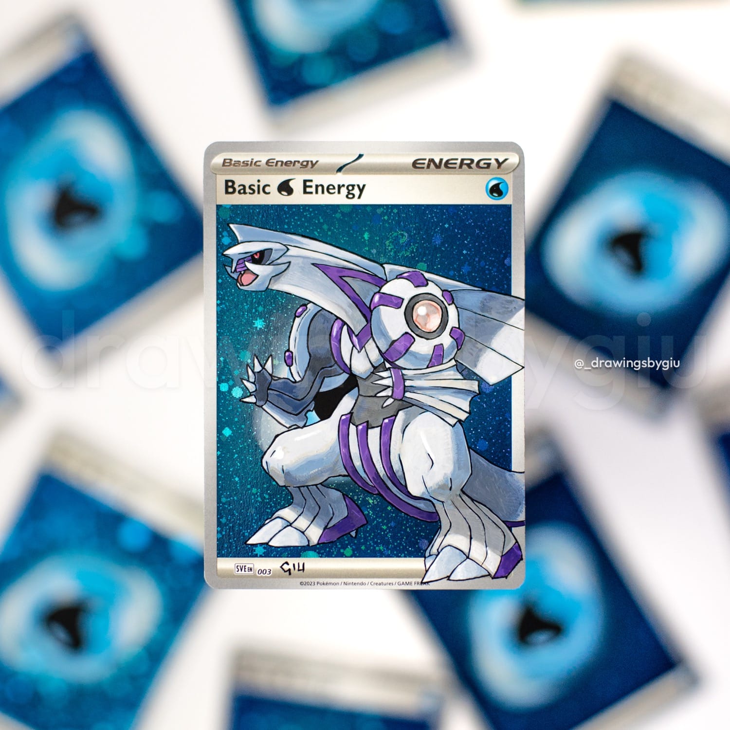 Hand-painted Palkia – Pokemon Pearl on Pokémon card by Giu Magnani.