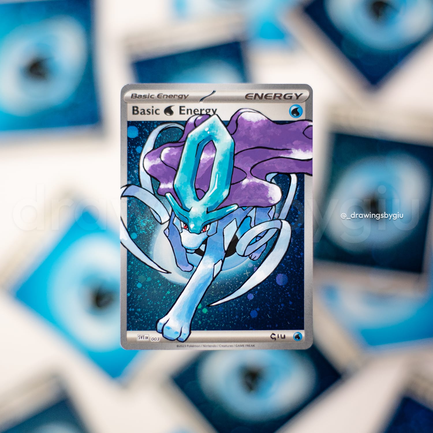 Hand-painted Suicune – Pokemon Crystal on Pokémon card by Giu Magnani.