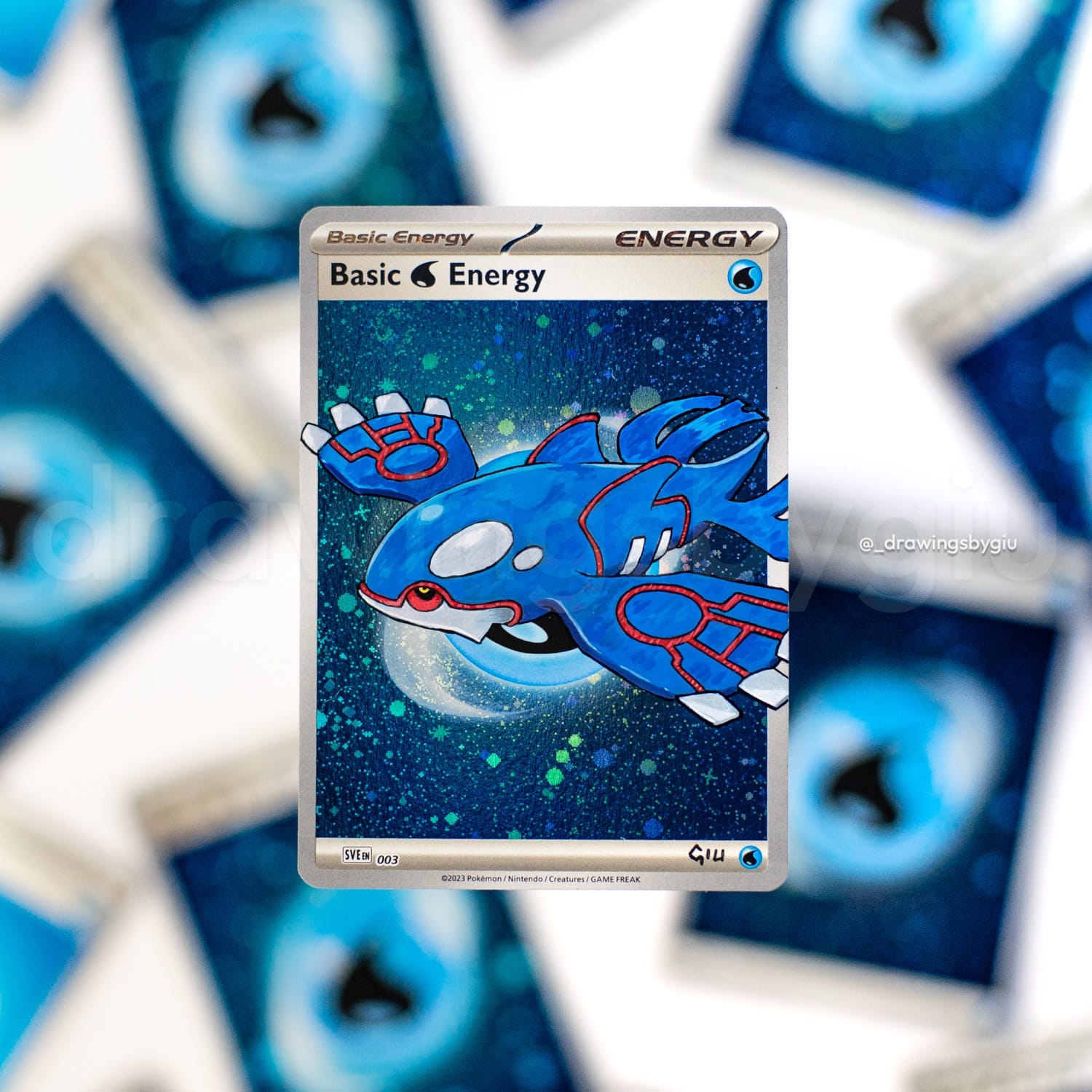 Hand-painted Kyogre – Pokemon Sapphire on Pokémon card by Giu Magnani.
