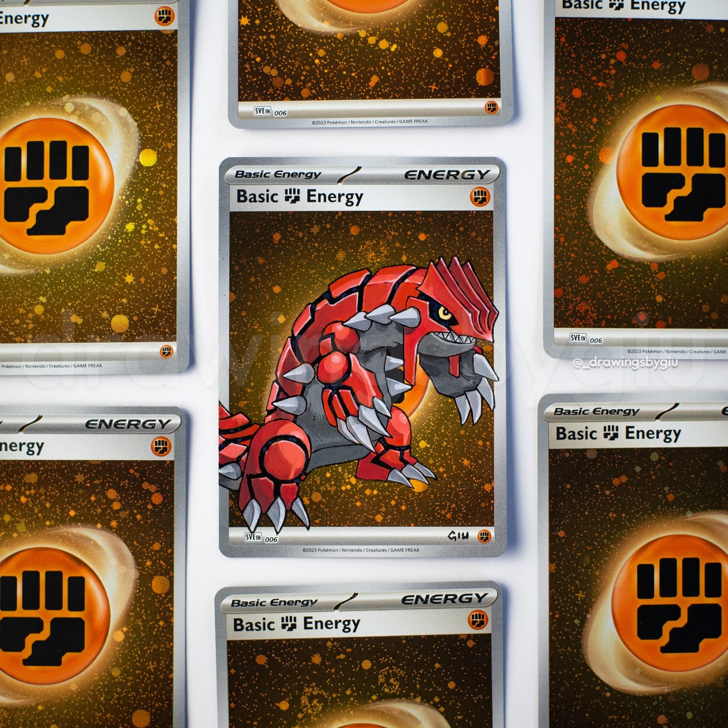 Hand-painted Groudon – Pokemon Ruby on Pokémon card by Giu Magnani.