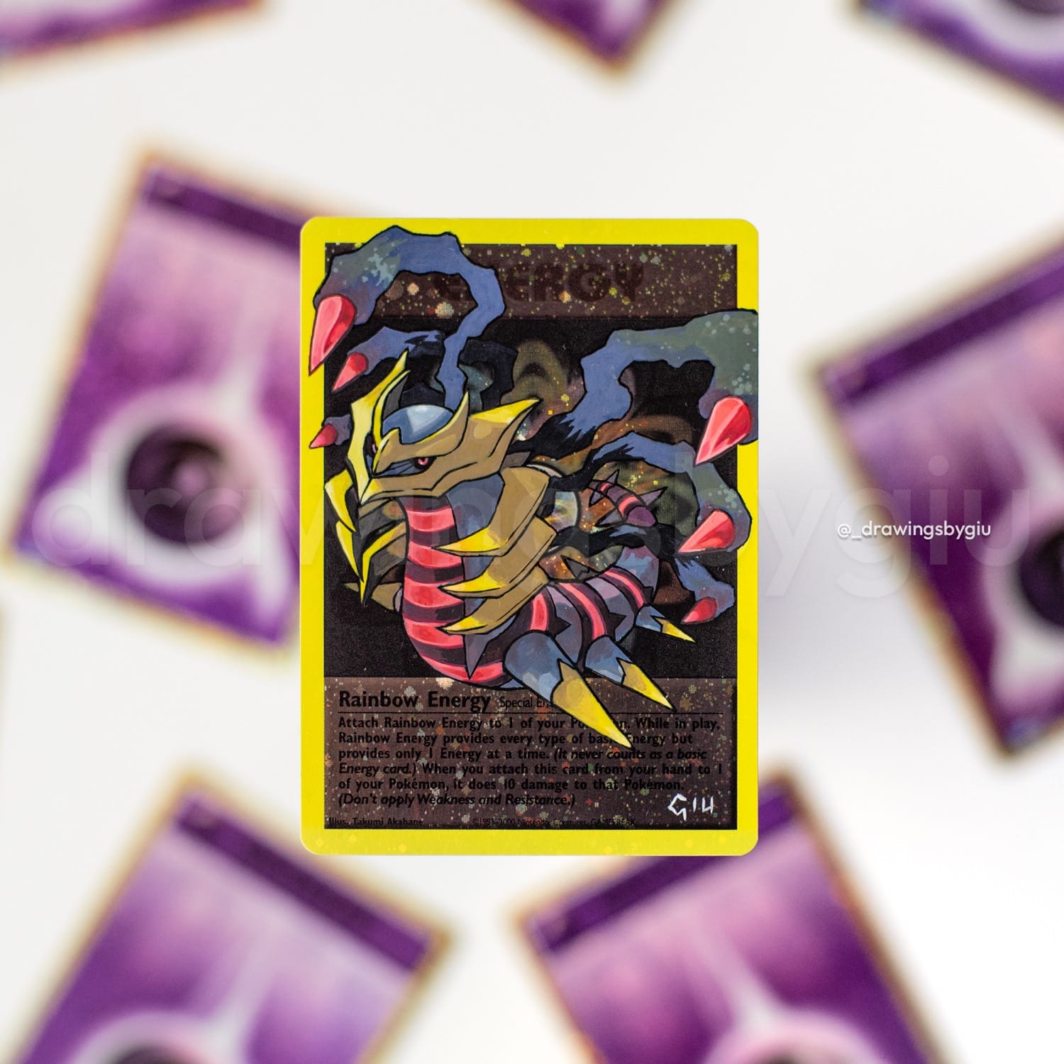 Hand-painted Giratina – Pokemon Platinum on Pokémon card by Giu Magnani.