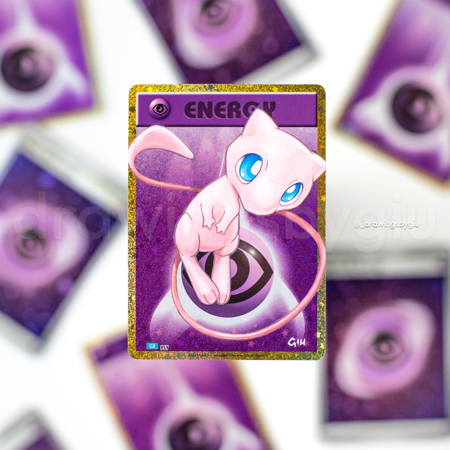 Hand-painted Mew – Legend Maker on Pokémon card by Giu Magnani.