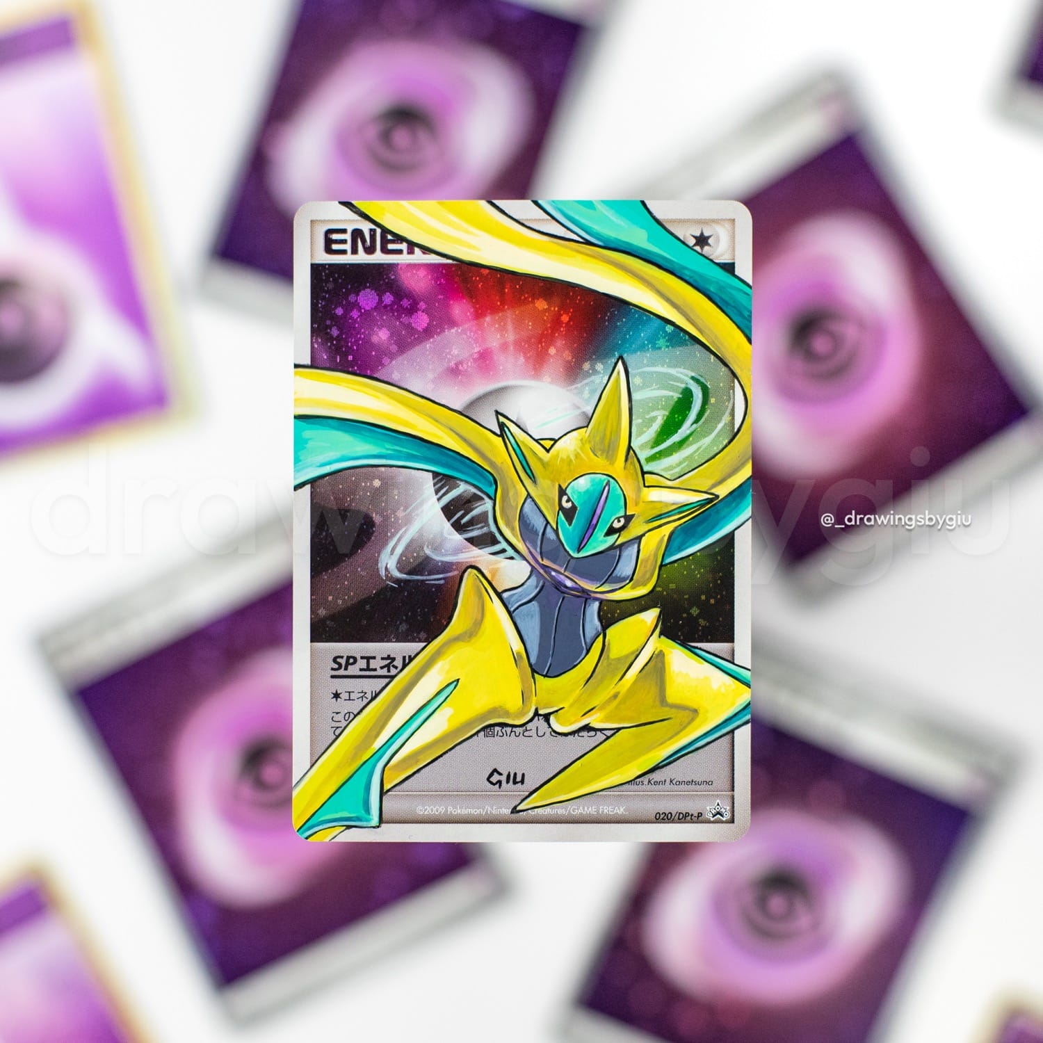 Hand-painted Shiny Deoxys – Arita on Pokémon card by Giu Magnani.
