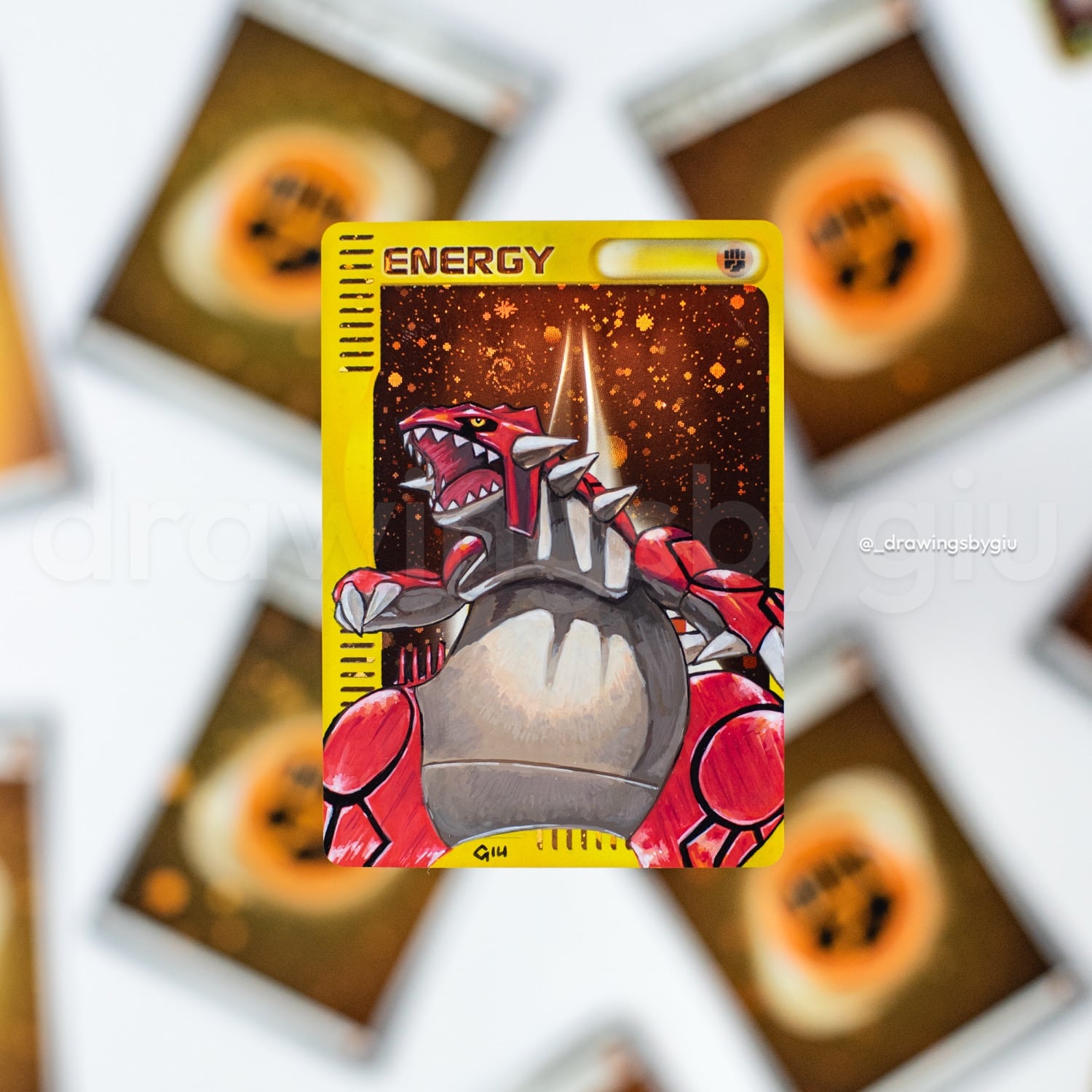 Hand-painted Groudon – Arita on Pokémon card by Giu Magnani.