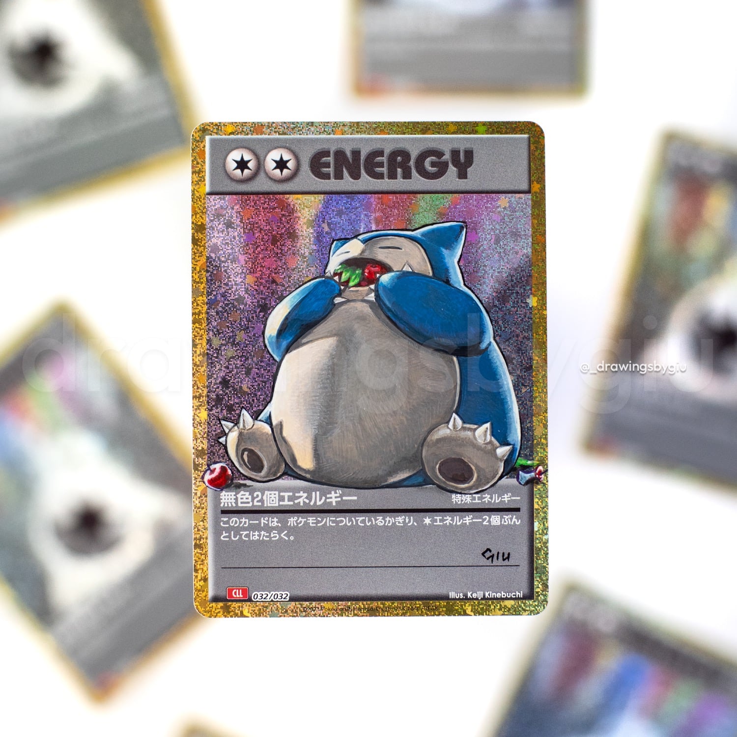 Hand-painted Rocket’s Snorlax ex on Pokémon card by Giu Magnani.